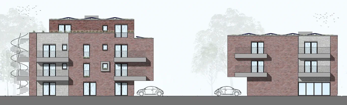 Neubau 2 MFH (13 WE + Gewerbe), Oldenburg-Bürgerfelde